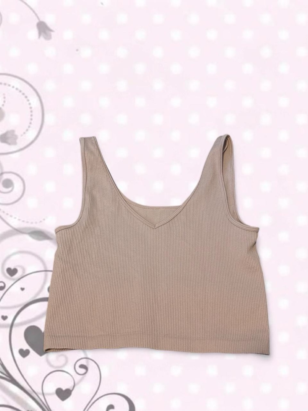 Aeropostale Beige Ribbed V‑Neck Crop Tank
